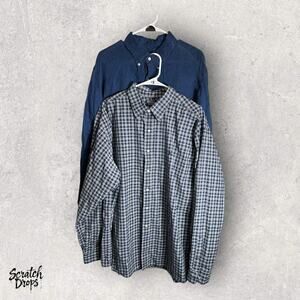 Polo Ralph Lauren Mens XXL 2 Piece Shirt Bundle Plaid Solid Button Down Casual